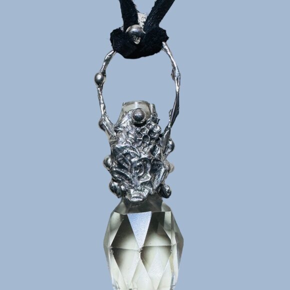 Unique Handcrafted Silver & Crystal Perfume Bottle Topper Pendant Necklace - Picture 5 of 15